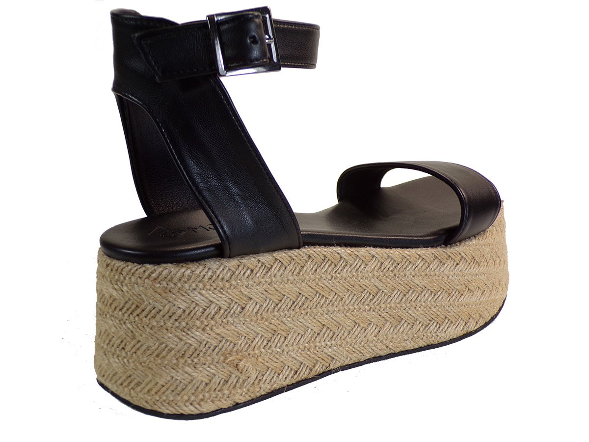 Moods Γυναικείες Πλατφόρμες Πέδιλα 3919 Μαύρο Δέρμα φωτογραφία