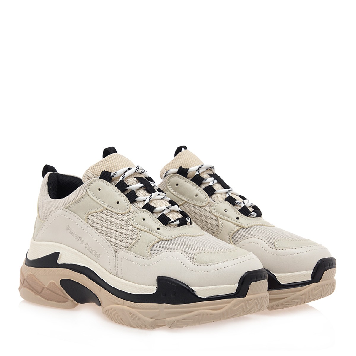 Renato Garini Γυναικεία Παπούτσια Sneakers 16W-703 Μπέζ Μαύρο P116W7033949