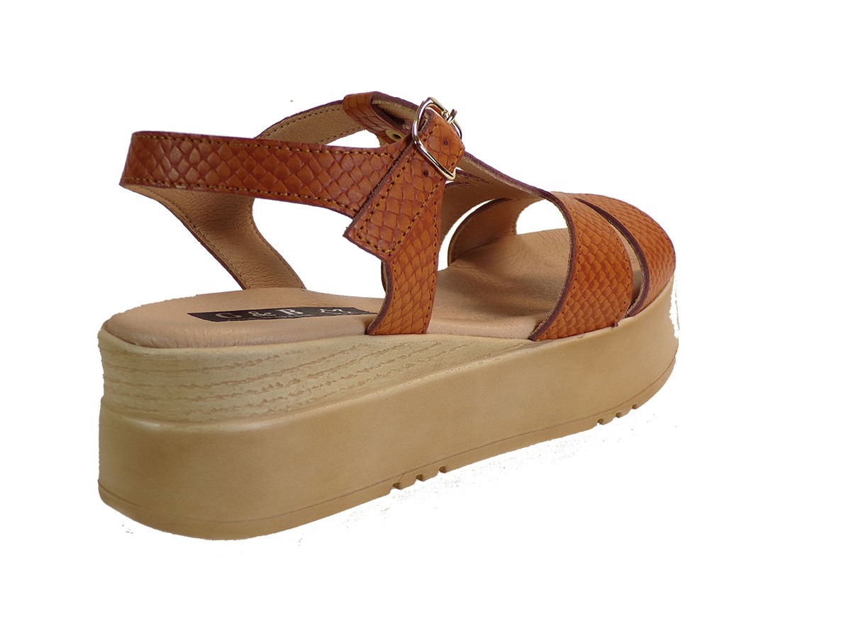 Bagiota Shoes Γυναικεία Πέδιλα Πλατφόρμα 811 Ταμπά Φίδι Δέρμα φωτογραφία