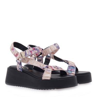 EXE Shoes Γυναικεία Πέδιλα Πλατφόρμες 630-IRIS 700-630 Πλατίνα Πολύχρωμο O4700630351S