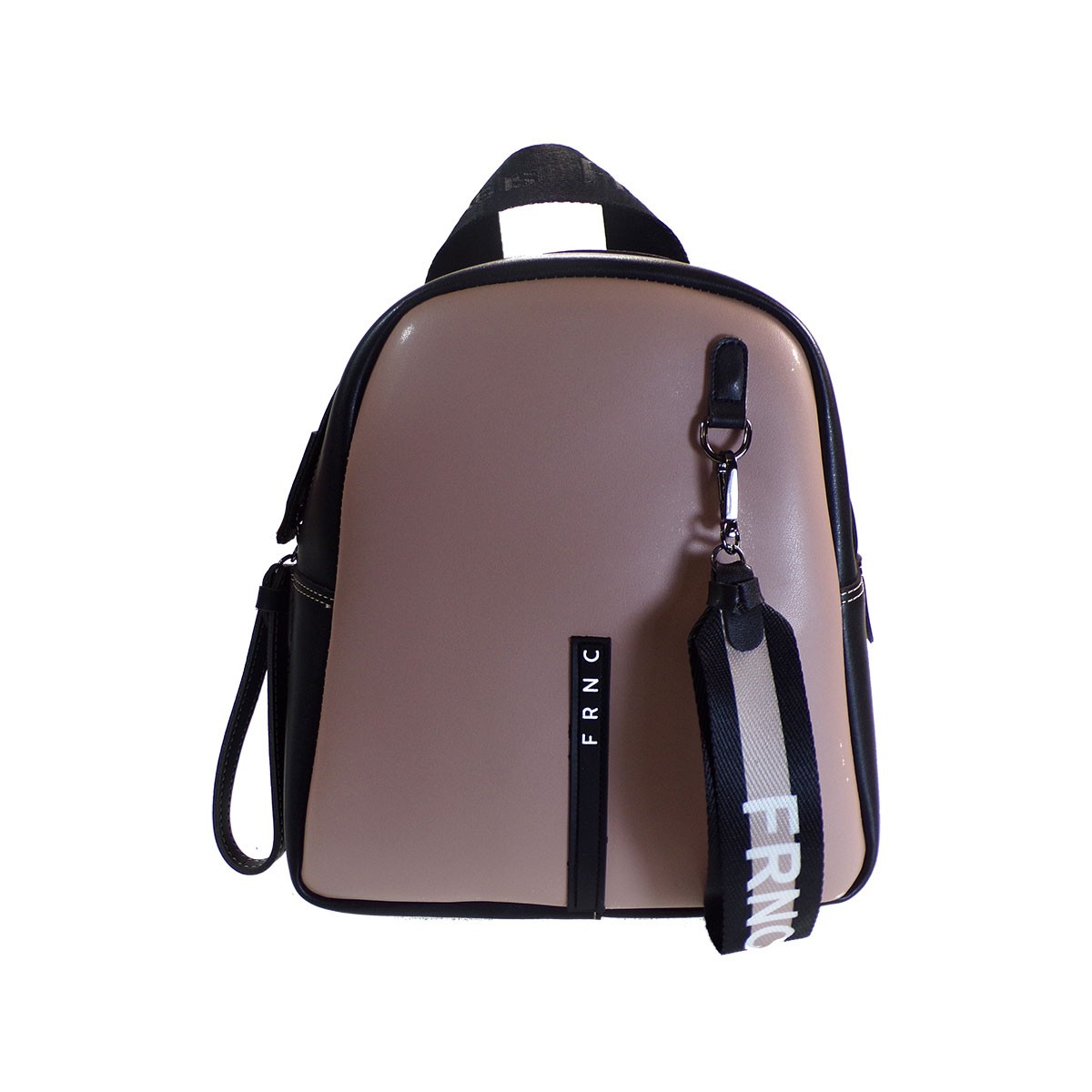 FRNC FRANCESCO Τσάντα Γυναικεία Πλάτης-Backpack 2228 Nude-Mαύρο Δέρμα