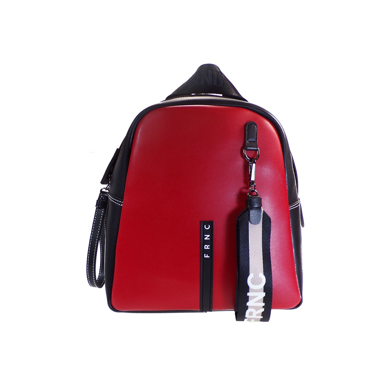 FRNC FRANCESCO Τσάντα Γυναικεία Πλάτης-Backpack 2228 Κόκκινο-Mαύρο Δέρμα