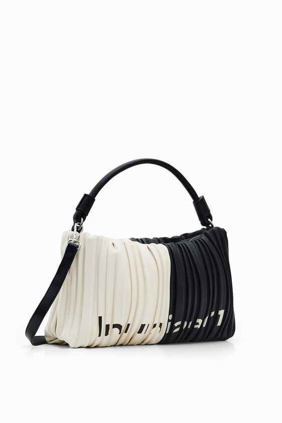 Desigual BOLS PLEAT SCALA Τσάντα Γυναικεία Ωμου-Xειρός 22WAXPAQ-1008 Mαύρο-Μπέζ