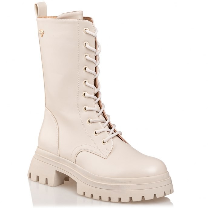 Mairiboo by Envie Shoes Γυναικεία Mποτάκια Αρβυλάκια M30-16094-10 Οff White FOLLOW THE TRACKS