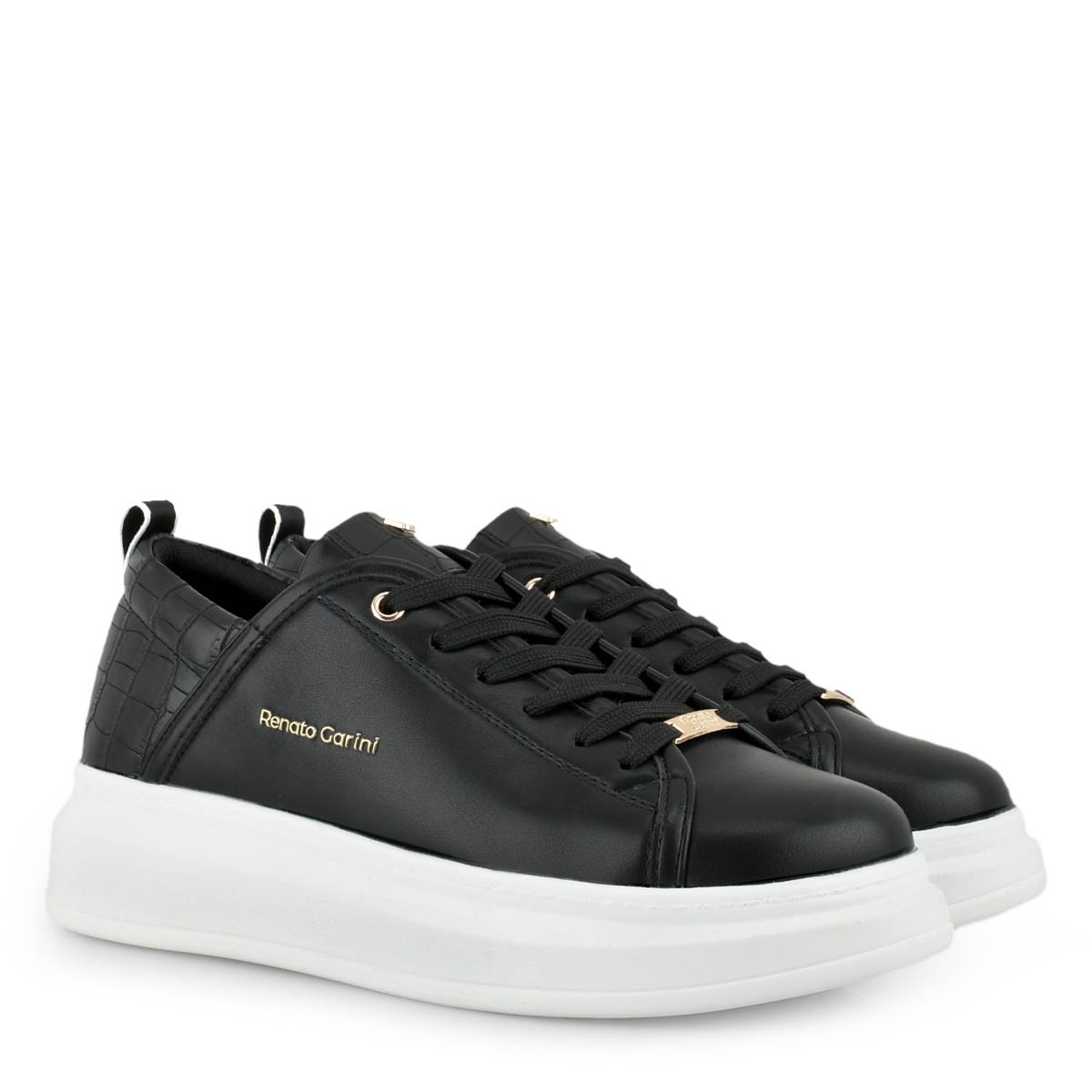 Renato Garini Γυναικεία Παπούτσια Sneakers 106-19R Μαύρο Μαύρο Κροκό P119R106212J