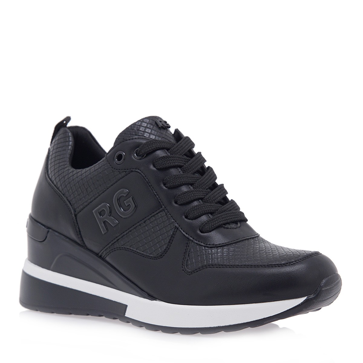 Renato Garini Γυναικεία Παπούτσια Sneakers 301-19R Μαύρο Μαύρο Φίδι P119R301334F
