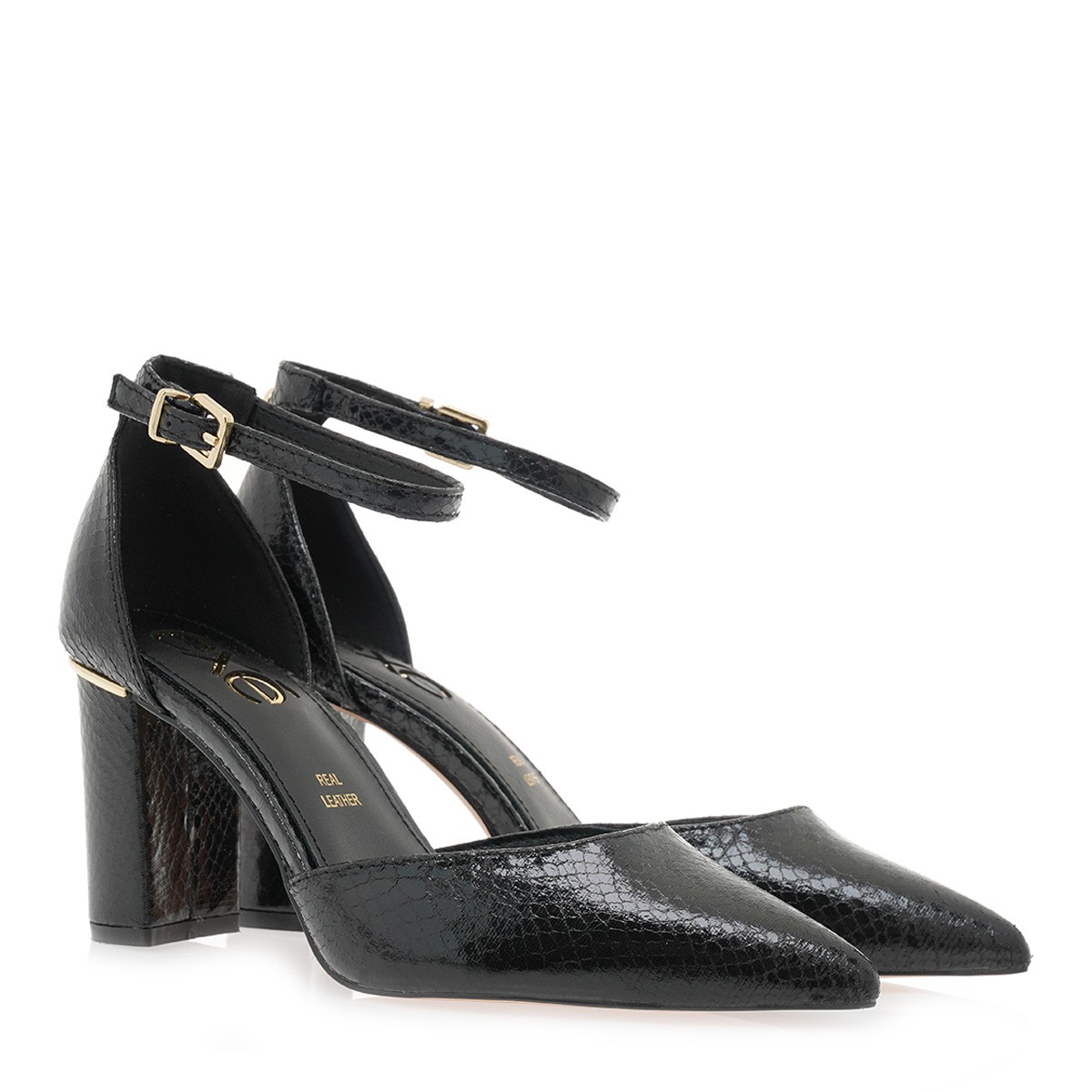 Exe Shoes Γυναικείες Γόβες 100-700 Μαύρο Φίδι P17001004006