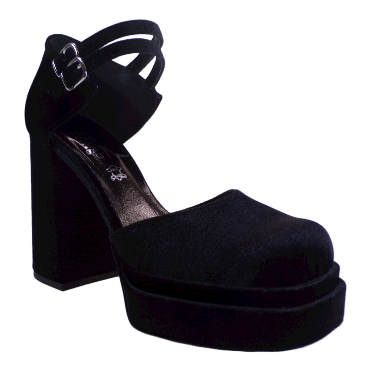 Smart Cronos Γυναικεία Παπούτσια Γόβες Πέδιλα 7536-187 Μαύρο Βελούδο