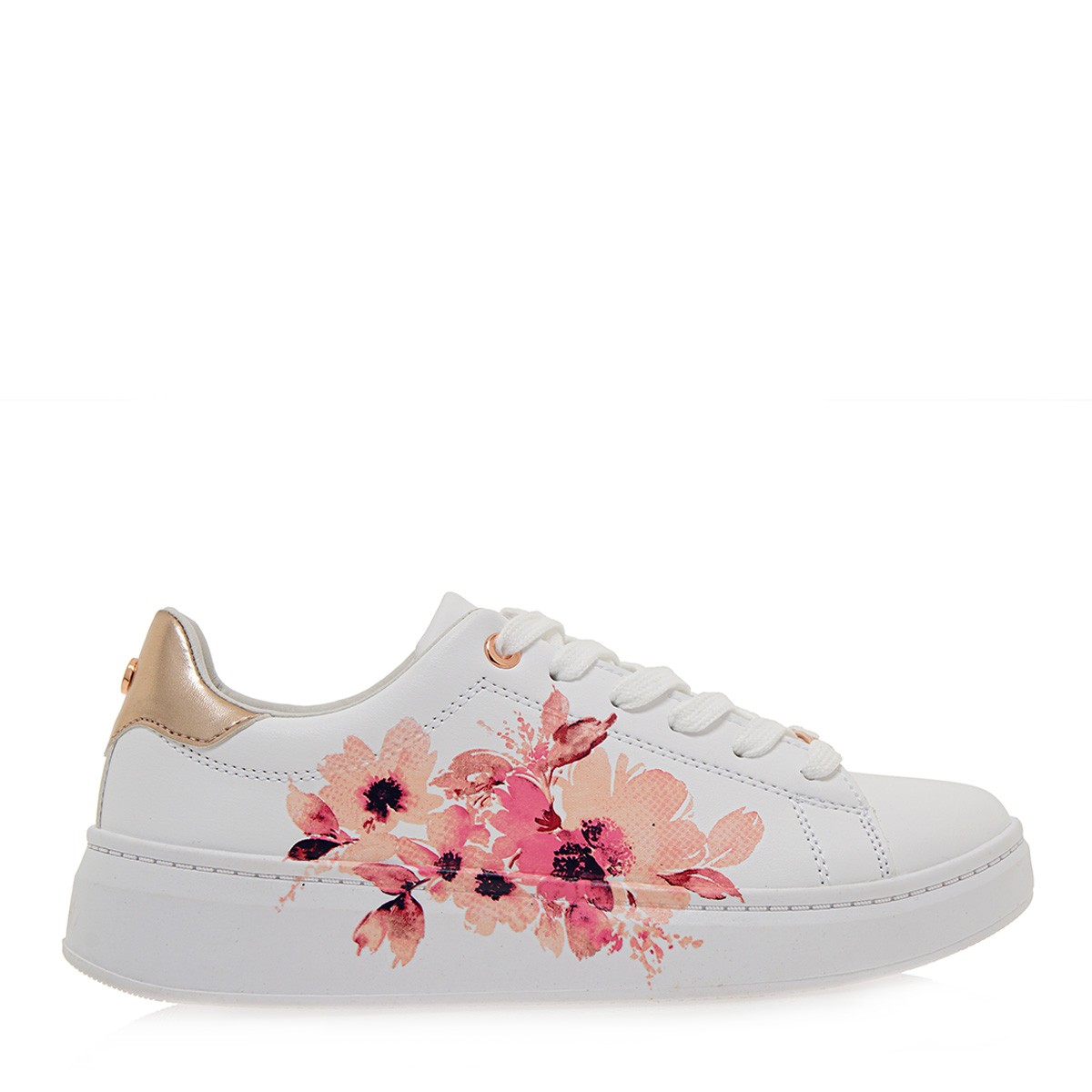 Renato Garini Γυναικεία Παπούτσια Sneakers 219-57Q Λευκό Λουλούδι Ρόζ Χρυσό Q157Q2192X63