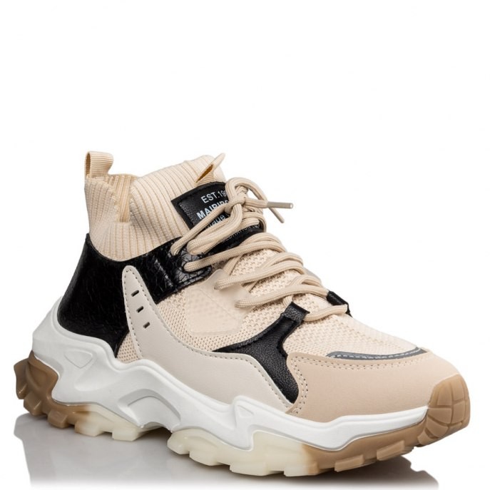 Mairiboo by Envie Shoes Γυναικεία Παπούτσια Sneakers M74-17441-141 Μπέζ-Μαύρο I’M IN SOCK