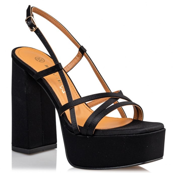 Envie Shoes Γυναικεία Παπούτσια Πέδιλα E02-17111-34 Mαύρο Σατέν