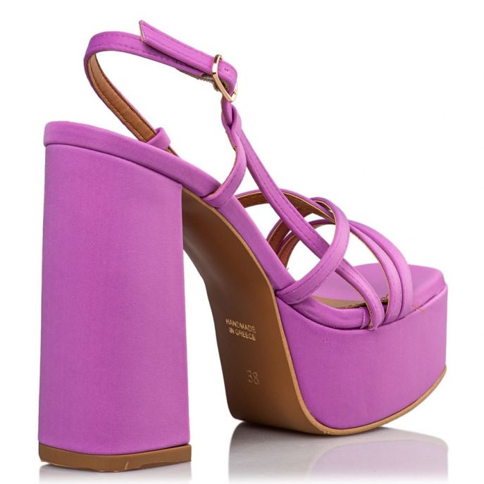 Envie Shoes Γυναικεία Παπούτσια Πέδιλα E02-17111-82 Λιλά Σατέν φωτογραφία