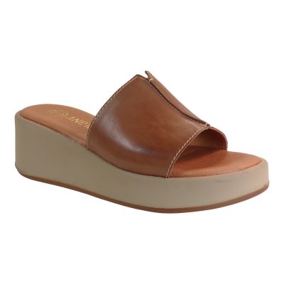 Katia Shoes Γυναικεία Παντόφλες Πλατφόρμες Κ86-1175 Ταμπά Δέρμα