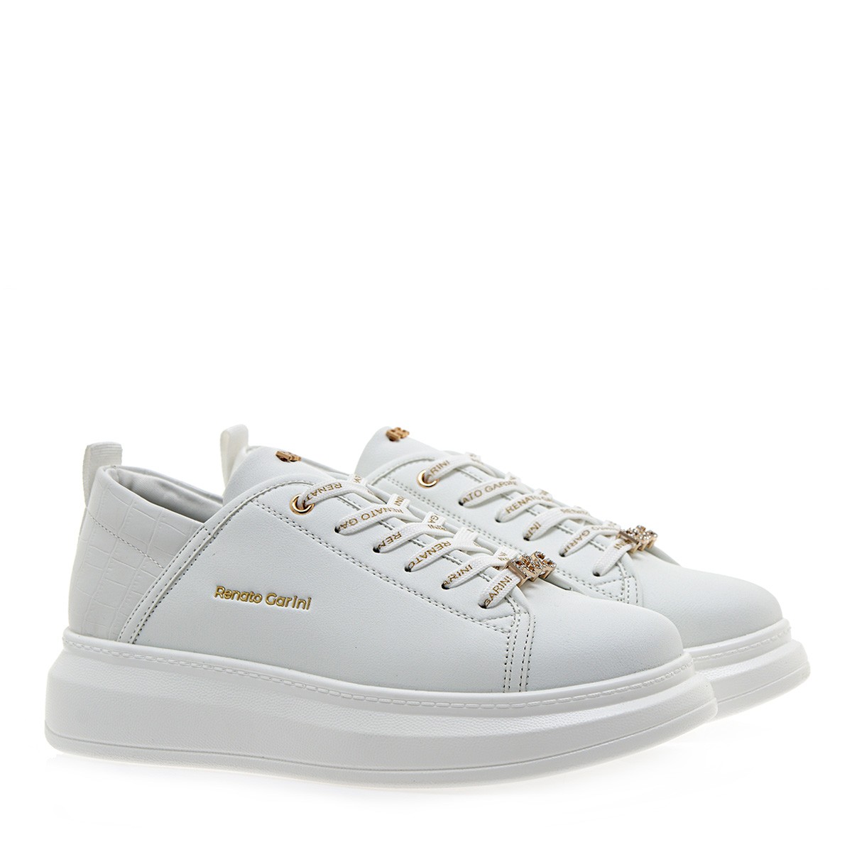 Renato Garini Γυναικεία Παπούτσια Sneakers 610-19R Λευκό Κροκό Q119R610225P