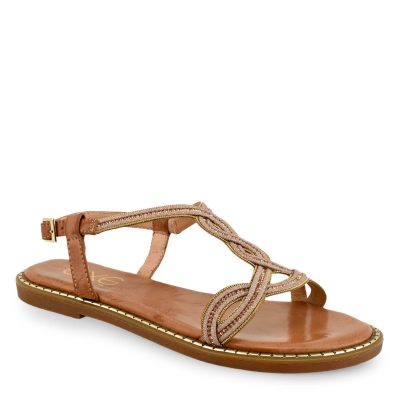 EXE Shoes Γυναικεία Πέδιλα ALLISON-300 700-308 Ρόζ Χρυσό Στράς Q4700308137M