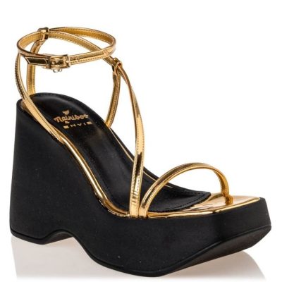 Mairiboo by Envie Shoes Γυναικεία Πέδιλα M03-17555-59 Χρυσό ΠΛΑΤΦΟΡΜΡΕΛΛΙ