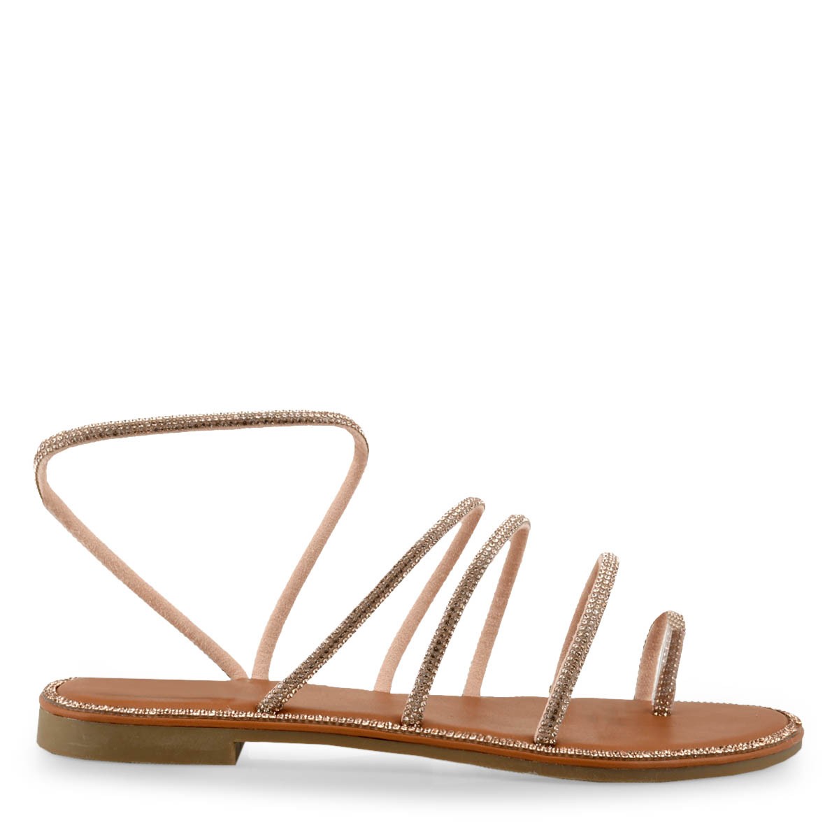 EXE Shoes Γυναικεία Πέδιλα 68D-434 Ταμπά Ρόζ Χρυσό Στράς Q468D434143B φωτογραφία
