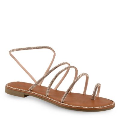 EXE Shoes Γυναικεία Πέδιλα 68D-434 Ταμπά Ρόζ Χρυσό Στράς Q468D434143B