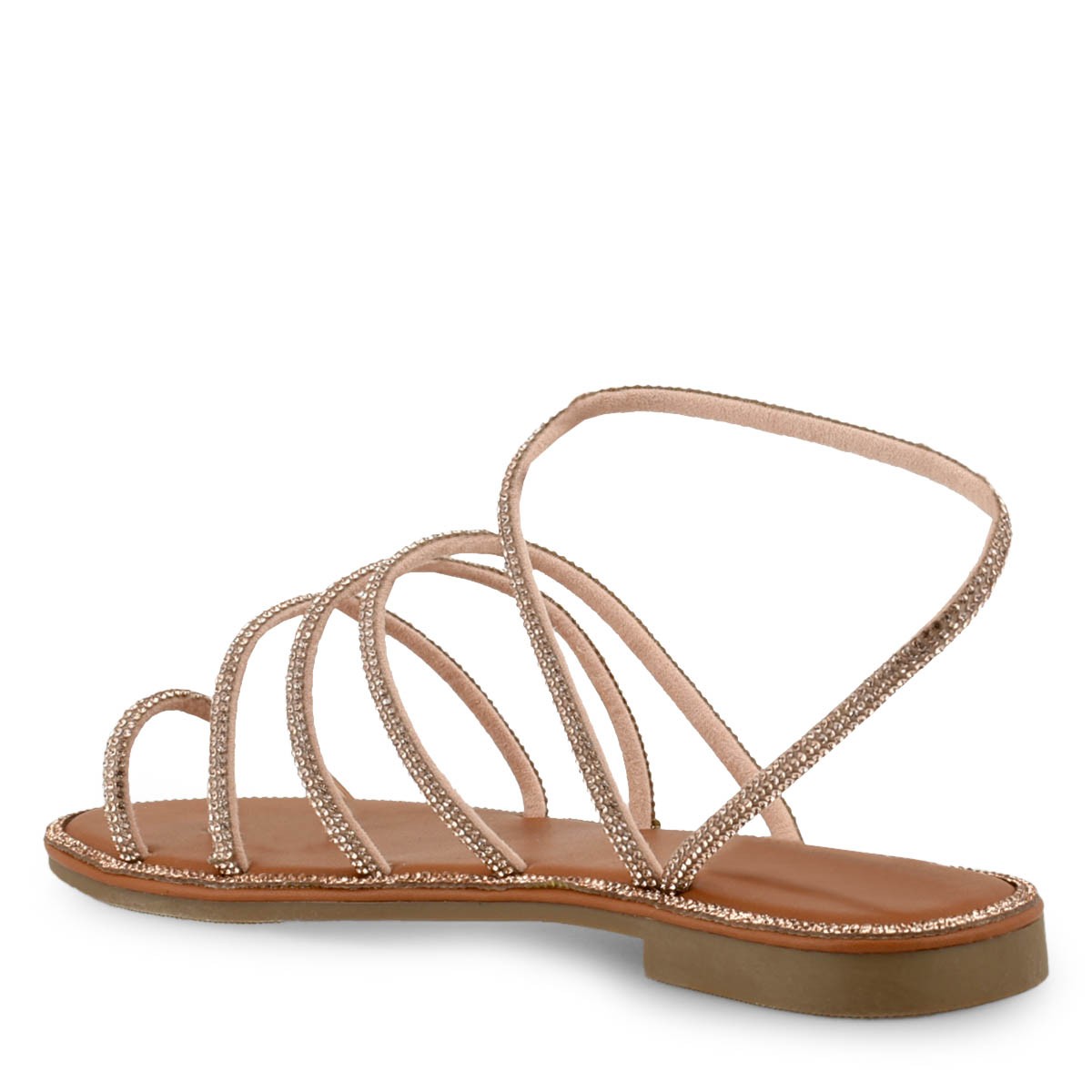 EXE Shoes Γυναικεία Πέδιλα 68D-434 Ταμπά Ρόζ Χρυσό Στράς Q468D434143B φωτογραφία