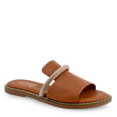 EXE Shoes Γυναικεία Πέδιλα 700-379 Ταμπά Ρόζ Χρυσό Στράς Q4700379143B