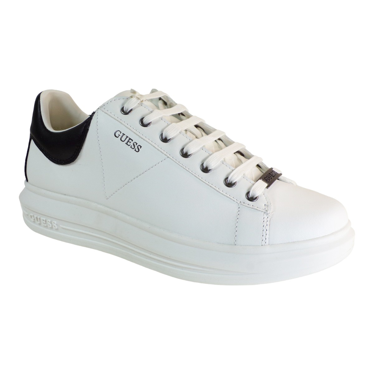 GUESS Sneakers Ανδρικά Παπούτσια FM5VIBELE12- WHBLK Λευκό Λευκό