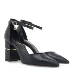 Exe Shoes Γυναικείες Γόβες 015-700 Μαύρο Φίδι Ματ R17000155K87