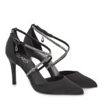 Exe Shoes Γυναικείες Γόβες 700-403 Μαύρο Σατέν Στράς R17004035H75