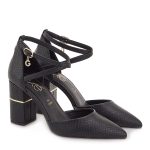 Exe Shoes Γυναικείες Γόβες 700-746 Μαύρο Φίδι  Ματ R17007465K87