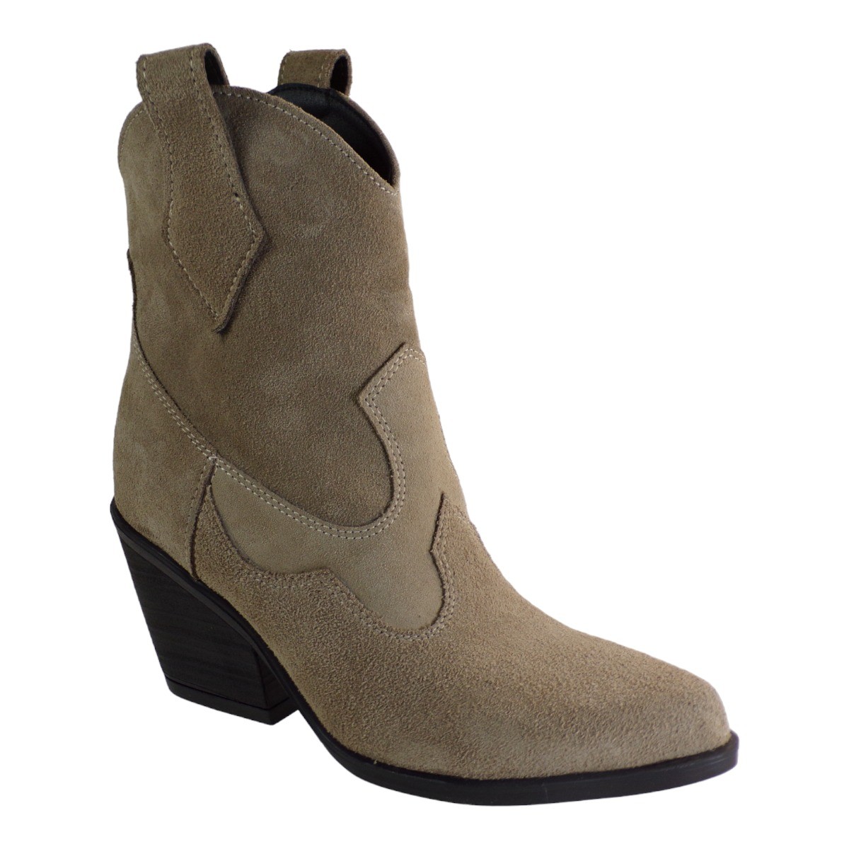 Dominique Shoes Γυναικεία Παπούτσια Μποτάκια COW BOY 80362 MΠΈΖ Καστόρι