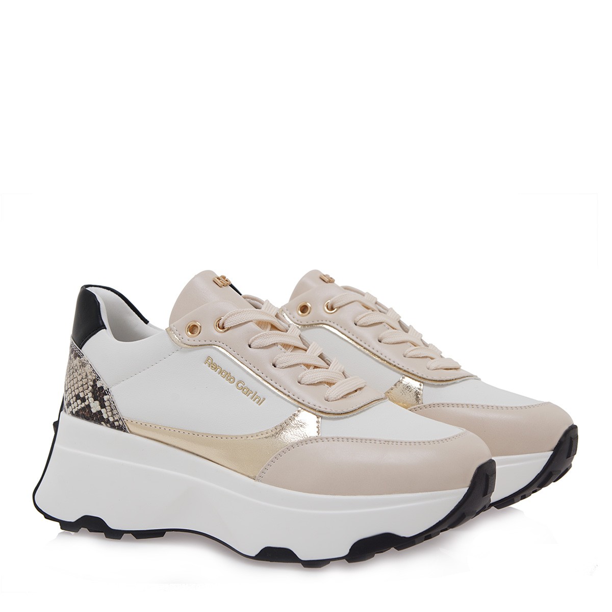 Renato Garini Γυναικεία Παπούτσια Sneakers 026-19R Λευκό Nude Φίδι S119R026314A Λευκό