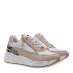 Renato Garini Γυναικεία Παπούτσια Sneakers 19R-405 Λευκό Μπέζ Φίδι S119R405264P