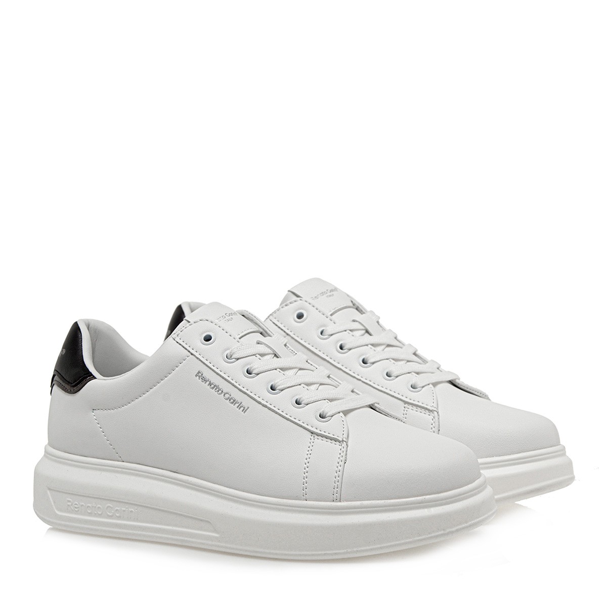 Renato Garini Ανδρικά παπούτσια Sneakers 700-251 Λευκό Μαύρο Ατσαλί S57002513Z62 Λευκό