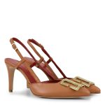 TSAKIRIS MALLAS Γυναικεία Παπούτσια SLINGBACK 100-708 Ταμπά  Δέρμα Κόκκινο S410070849E9