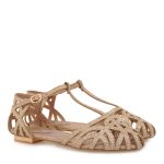 EXE Shoes Γυναικεία Πέδιλα 39W-705 Ρόζ Χρυσό Φίδι S469Q609771D