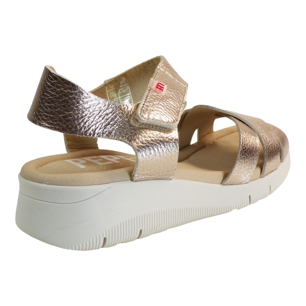 PEPE MENARGUES SHOES Γυναικεία Παπούτσια Πέδιλα 10496 Πλατίνα Δέρμα - Image 4