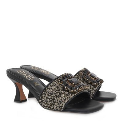 EXE Shoes Γυναικείες Παντόφλες lUCIA-582 700-582 Μαύρο Χρυσό Μπουκλέ S470058243C7