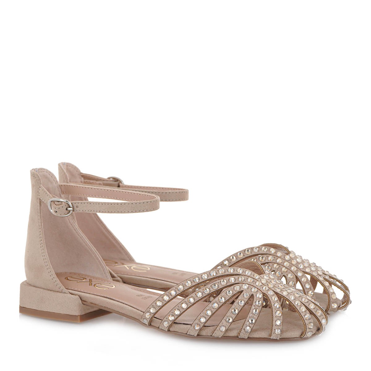 Exe Shoes Γυναικεία Παπούτσια FLATS 700-584 ΜΠΕΖ ΚΑΣΤΟΡΙ ΠΛΑΤΙΝΑ ΣΤΡΑΣ S4700584143H 2025