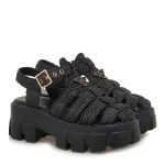 Exe Shoes Γυναικεία Παπούτσια Πέδιλα  03R-609 Μαύρο Κροσέ  S403R60937A5