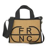 FRNC FRANCESCO Τσάντα Γυναικεία Ώμου 8040 ΒΒ Μαύρο-Μπέζ Ψάθα