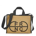 FRNC FRANCESCO Τσάντα Γυναικεία Ώμου 8041 ΒΒ Μαύρο-Μπέζ Ψάθα