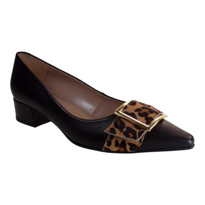 Fardoulis Shoes Γυναικεία Παπούτσια LOAFERS 308-13 Μαύρο Δέρμα Τιγρέ