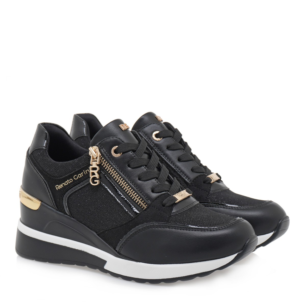  Renato Garini Γυναικεία Παπούτσια Sneakers 19R-050 ΜΑΥΡΟ GLITTER ΠΛΑΤΙΝΑ ΣΠΑΣΤΟ T119R05035F2 2025