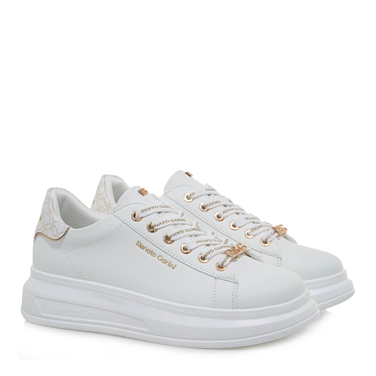 Renato Garini Γυναικεία Παπούτσια Sneakers 258-19R Λευκό Πλατίνα Στάμπα T119R258208E
