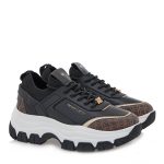 Renato Garini Γυναικεία Παπούτσια Sneakers 19R-292 ΜΑΥΡΟ ΚΑΦΕ ΣΤΑΜΠΑ T119R2923K72