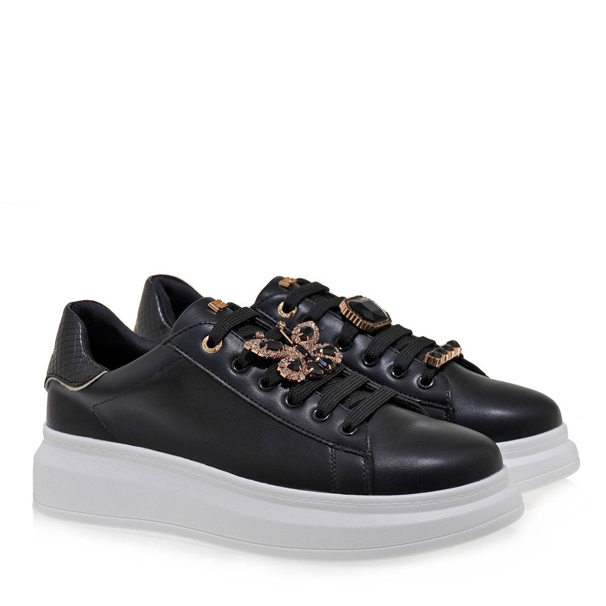  Renato Garini Γυναικεία Παπούτσια Sneakers 706-19R Μαύρο Μαύρο Φίδι T119R706234F 2025