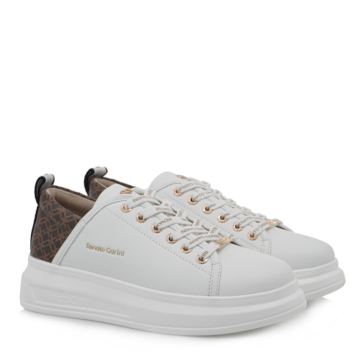  Renato Garini Γυναικεία Παπούτσια Sneakers 952-19R Λευκό Καφέ Στάμπα T119R952225M 2025