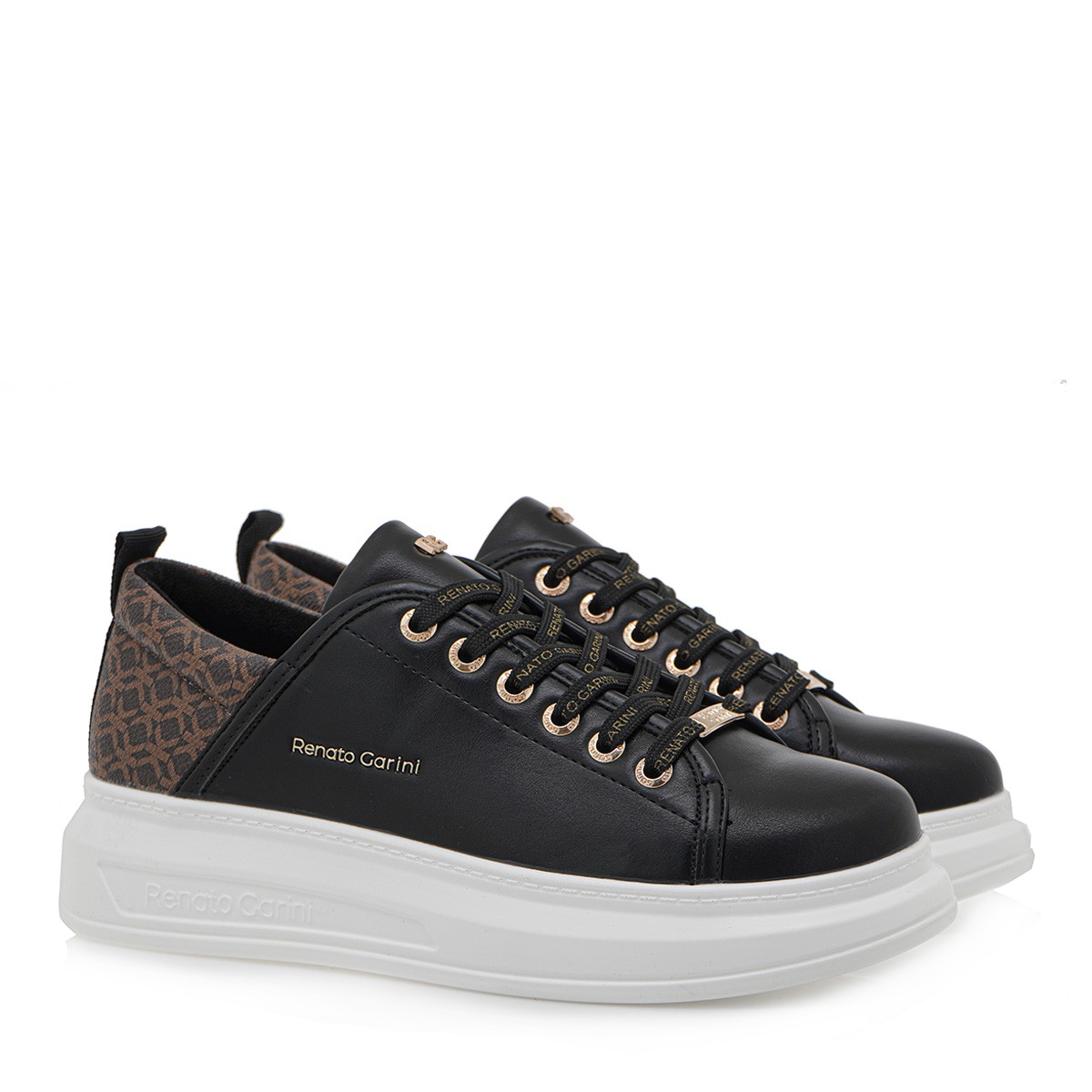  Renato Garini Γυναικεία Παπούτσια Sneakers 952-19R Μαύρο Καφέ Στάμπα T119R9522K72 2025