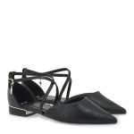 Exe Shoes Γυναικείες Γόβες -Μπαλαρίνες 700-082 Μαύρο Φίδι Ματ T17000821K87