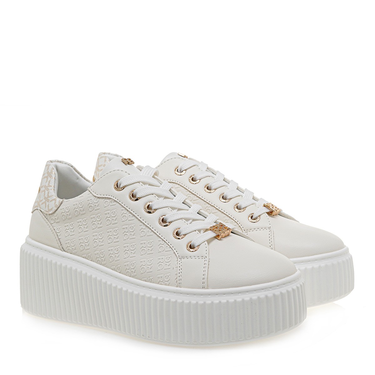  Renato Garini Γυναικεία Παπούτσια Sneakers 018-19R Λευκό Πλατίνα Στάμπα Ματ U119R0183X96 2025