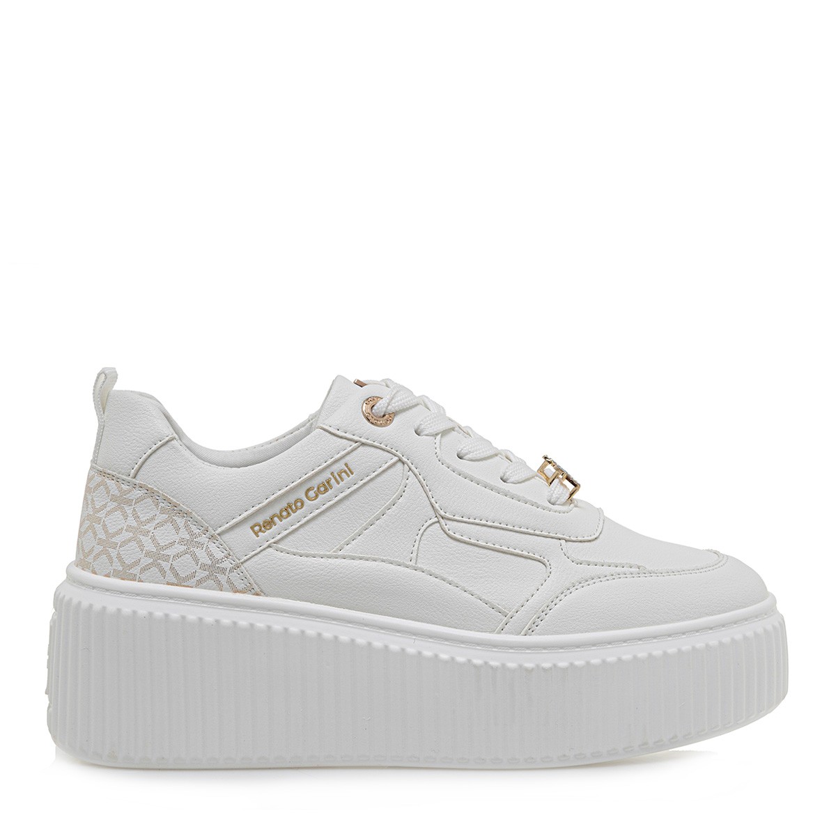 Renato Garini Γυναικεία Παπούτσια Sneakers 530-19R Λευκό Πλατίνα Στάμπα U119R530308E φωτογραφία